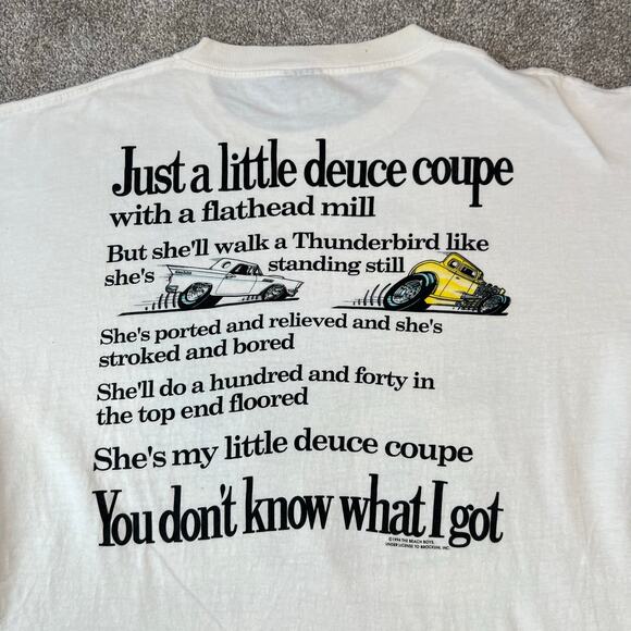 Vintage Brockum The Beach Boys 1994 Little Deuce Coupe T-Shirt Size XL White - Picture 4 of 12